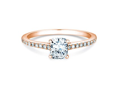 Verlobungsring Cushion Pavé in 9K Roségold mit Diamanten 0,77ct G/SI
