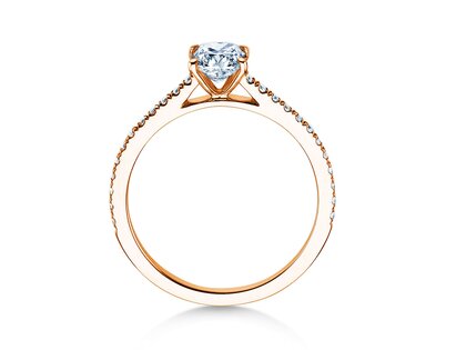 Verlobungsring Cushion Pavé in 9K Roségold mit Diamanten 0,77ct G/SI