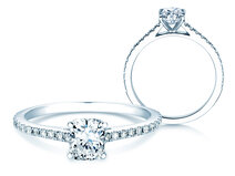 Verlobungsring Cushion Pavé in 18K Weißgold mit Diamanten 0,66ct G/SI