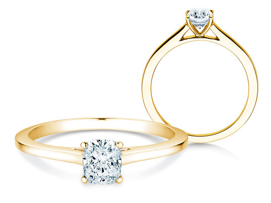 Verlobungsring Cushion in 14K Gelbgold mit Diamant 1,50ct G/SI