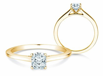 Verlobungsring Cushion in 14K Gelbgold mit Diamant 0,30ct G/SI