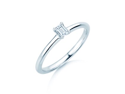 Verlobungsring Emerald Clean in 14K Weißgold mit Diamant 0,08ct G/VS