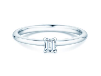 Verlobungsring Emerald Clean in 14K Weißgold mit Diamant 0,08ct G/VS