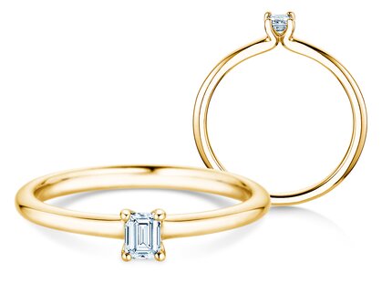 Verlobungsring Emerald Clean in 9K Gelbgold mit Diamant 0,08ct G/VS