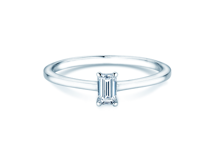Verlobungsring Emerald Cross in 14K Weißgold mit Diamant 0,20ct G/VS