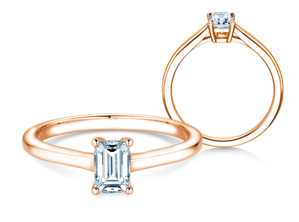 Verlobungsring Emerald Cross in 9K Roségold mit Diamant 0,60ct G/VS