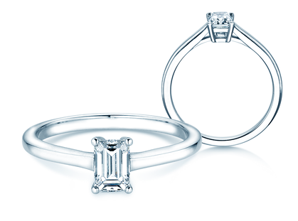 Verlobungsring Emerald Cross in Platin 950/- mit Diamant 0,60ct G/VS