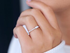 Verlobungsring Emerald-Cut in 14K Weißgold mit Diamanten 0,51ct G/VS