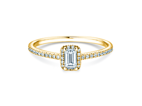 Verlobungsring Emerald Halo Pavé in 14K Gelbgold mit Diamanten 0,75ct G/VS