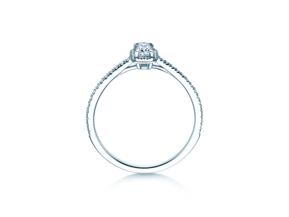 Verlobungsring Emerald Halo Pavé in 14K Weißgold mit Diamanten 0,75ct G/VS