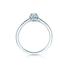 Verlobungsring Emerald Halo Pavé in 14K Weißgold mit Diamanten 0,75ct G/VS