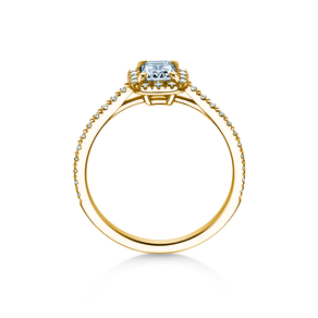 Verlobungsring Emerald Halo Pavé in 9K Gelbgold mit Labordiamanten 2,02ct E/VS