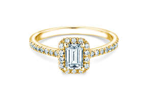 Verlobungsring Emerald Halo Pavé in 9K Gelbgold mit Labordiamanten 2,02ct E/VS