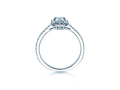 Verlobungsring Emerald Halo Pavé in 9K Weißgold mit Labordiamanten 2,02ct E/VS