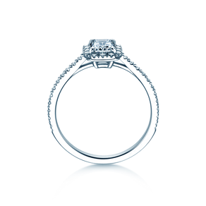 Verlobungsring Emerald Halo Pavé in 9K Weißgold mit Labordiamanten 2,02ct E/VS