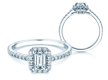 Verlobungsring Emerald Halo Pavé Labordiamant