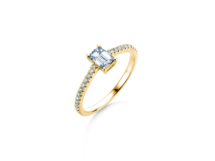 Verlobungsring Emerald Pavé in 14K Gelbgold mit Diamanten 0,40ct G/VS