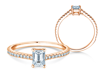 Verlobungsring Emerald Pavé in 9K Weißgold mit Diamanten 0,40ct G/VS