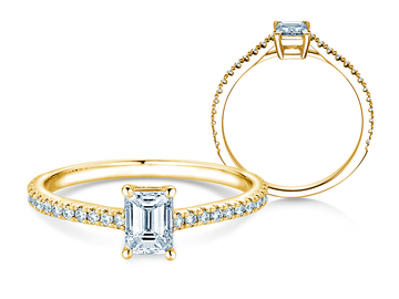 Verlobungsring Emerald Pavé in 9K Weißgold mit Diamanten 0,40ct G/VS