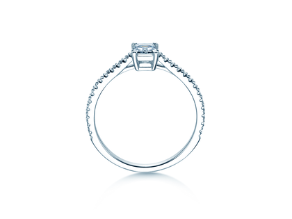 Verlobungsring Emerald Pavé in 14K Weißgold mit Diamanten 0,40ct G/VS