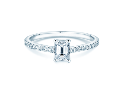 Verlobungsring Emerald Pavé in 14K Weißgold mit Diamanten 0,40ct G/VS