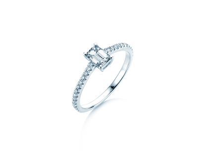 Verlobungsring Emerald Pavé in 14K Weißgold mit Diamanten 0,40ct G/VS
