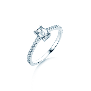 Verlobungsring Emerald Pavé in 14K Weißgold mit Diamanten 0,40ct G/VS
