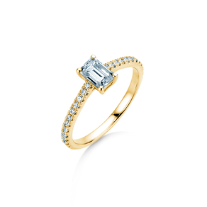 Verlobungsring Emerald Pavé in Gelbgold