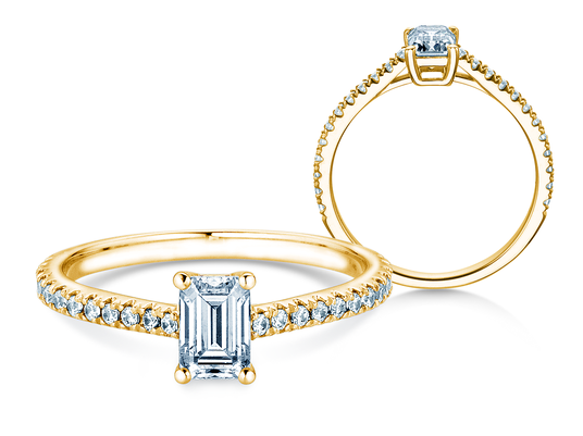 Verlobungsring Emerald Pavé in 9K Weißgold