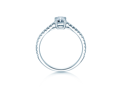 Verlobungsring Emerald Pavé in Platin