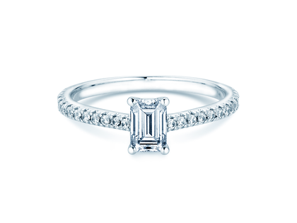 Verlobungsring Emerald Pavé in Platin