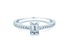 Verlobungsring Emerald Pavé in Platin