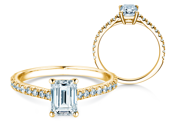 Verlobungsring Emerald Pavé in 9K Gelbgold mit Labordiamanten 1,82ct E/VS
