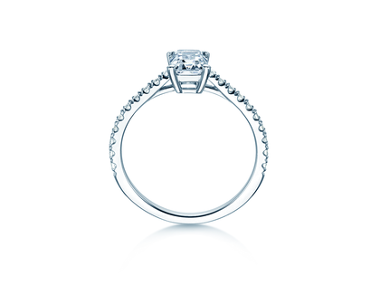 Verlobungsring Emerald Pavé in Weißgold