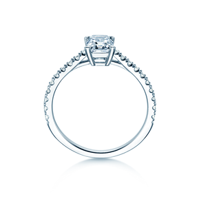Verlobungsring Emerald Pavé in Weißgold