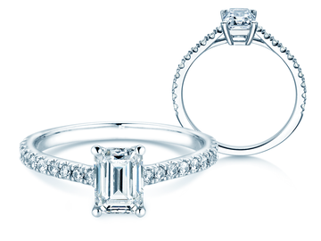Verlobungsring Emerald Pavé Labordiamant