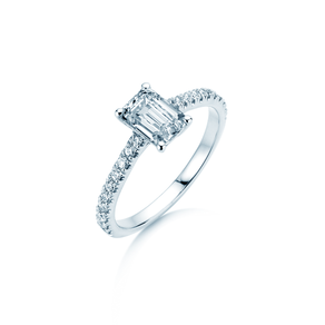Verlobungsring Emerald Pavé in Weißgold