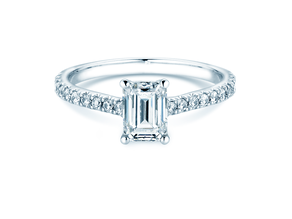 Verlobungsring Emerald Pavé in Weißgold