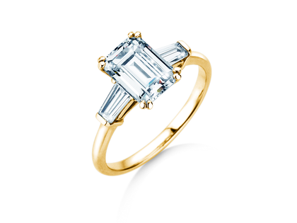Verlobungsring Emerald Tapered Baguette in Gelbgold