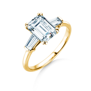Verlobungsring Emerald Tapered Baguette in Gelbgold