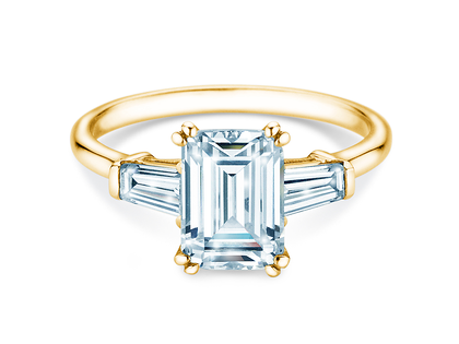 Verlobungsring Emerald Tapered Baguette in Gelbgold