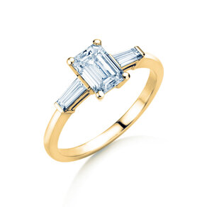 Verlobungsring Emerald Tapered Baguette in 9K Gelbgold mit Labordiamanten 0,41ct E/VS