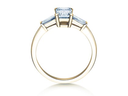 Verlobungsring Emerald Tapered Baguette in 9K Gelbgold mit Labordiamanten 0,41ct E/VS