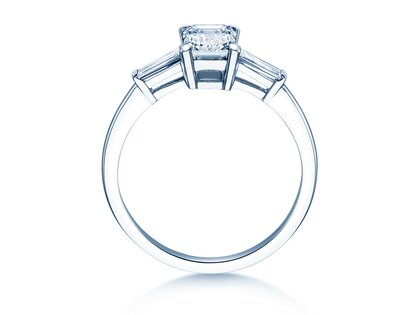 Verlobungsring Emerald Tapered Baguette in 14K Weißgold mit Diamanten 0,41ct G/VS