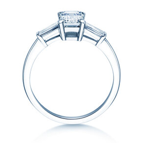 Verlobungsring Emerald Tapered Baguette in 14K Weißgold mit Diamanten 0,41ct G/VS