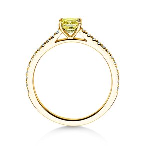 Verlobungsring Fancy Yellow Cushion Pavé in 14K Gelbgold mit Diamanten 0,77ct G/SI