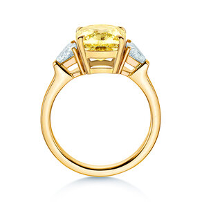 Verlobungsring Fancy Yellow Trillion Radiance in 14K Gelbgold mit Diamanten 4,20ct G/SI