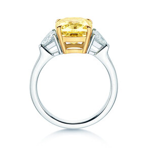 Verlobungsring Fancy Yellow Trillion Radiance in 9K Weißgold mit Diamanten 4,20ct G/SI