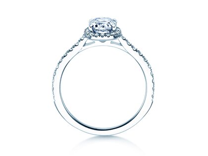 Verlobungsring Halo Cushion Pavé in 14K Weißgold mit Diamanten 1,30ct G/SI