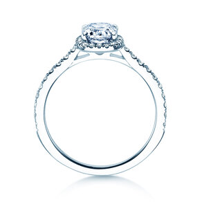 Verlobungsring Halo Cushion Pavé in 14K Weißgold mit Diamanten 1,30ct G/SI